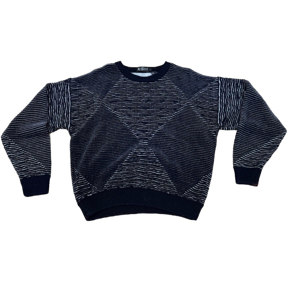 Vintage 90s Alan Stuart 3D Knit Coogi Style Sweater SZ  L Biggie Cosby‎ Acrylic